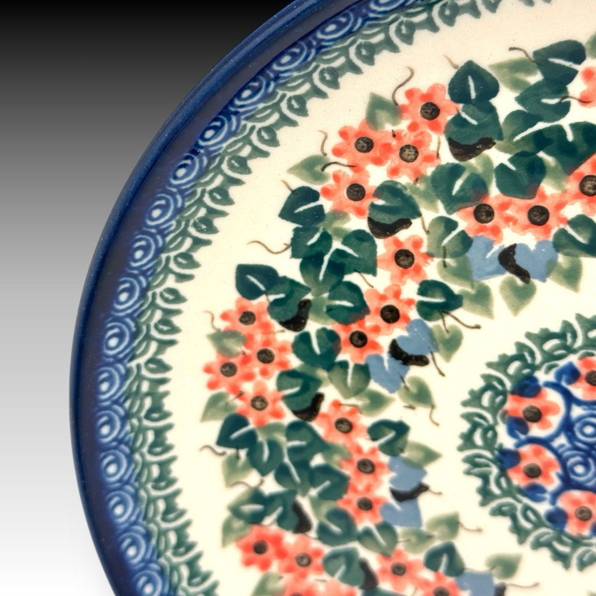 UNIKAT Polish Pottery Salad/Dessert Plate Forget Me Not Maria Starzyk 7.75"