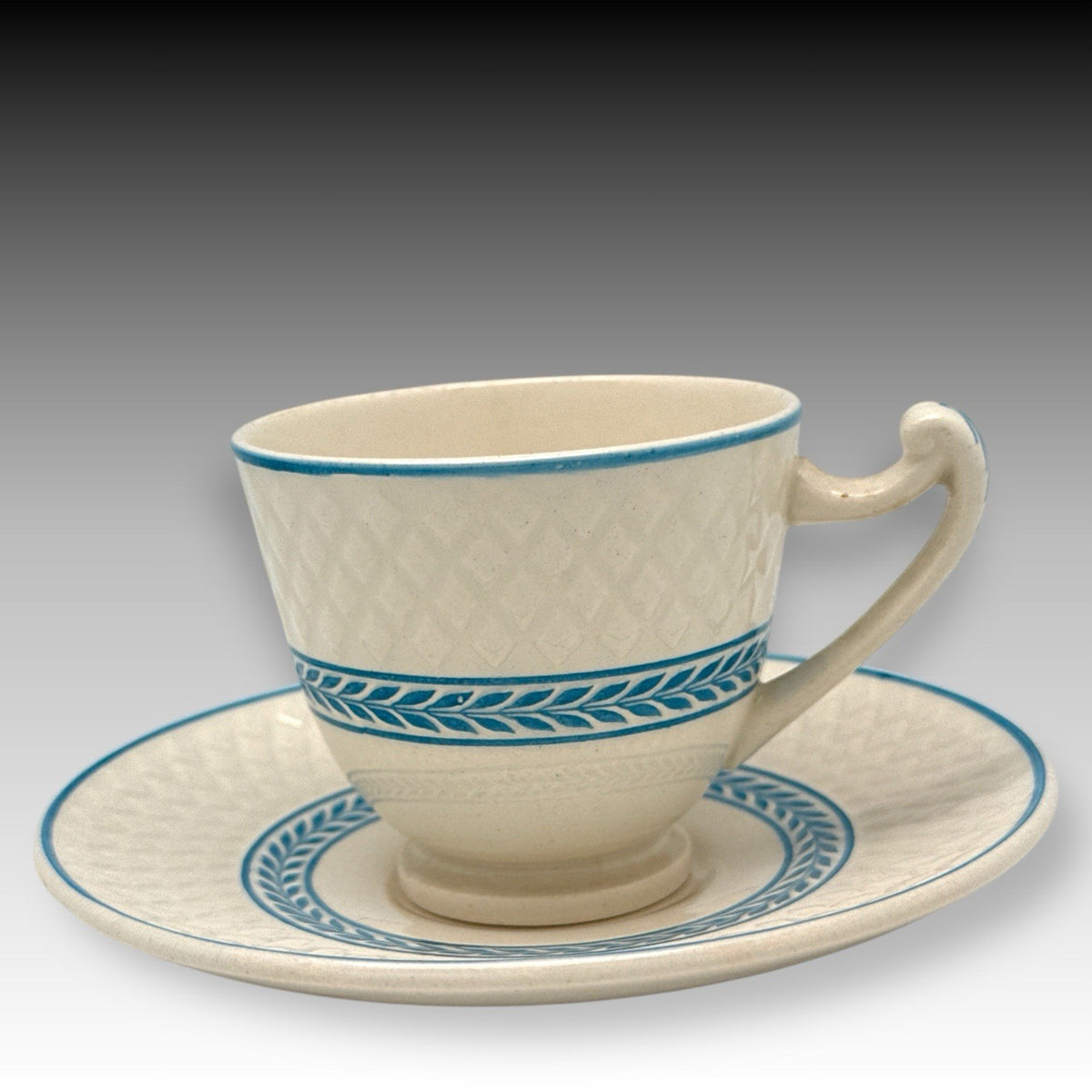 Spode Mansard ELAINE 4 Demitasse Cups & 5 Saucers England Blue White Vintage