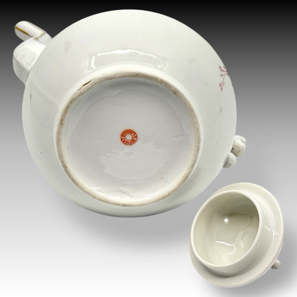 Oscar Gutherz Limoges Teapot Floral Gold Trim 7 Cup France Antique Porcelain