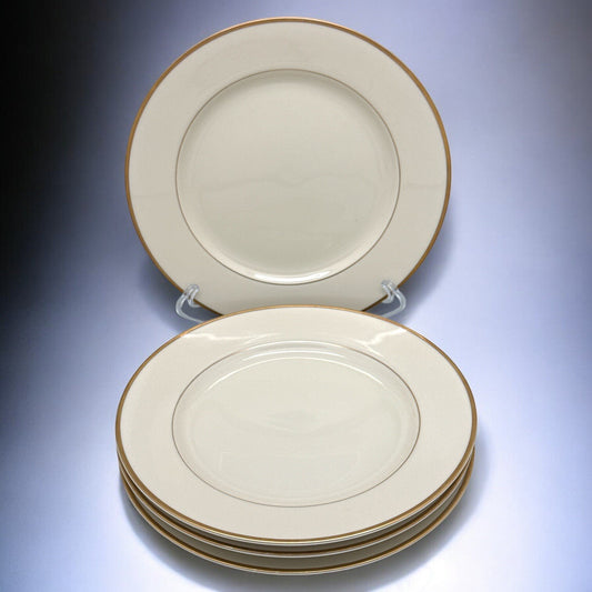 Set of 4 RANMARU Ivory Elegance DYNASTY 7.75" SALAD PLATES Ivory Gold Trim Japan
