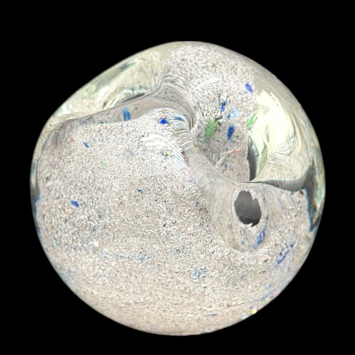 Wheaton Glass Art Paperweight Vase Signed A. De Palma Silver Aventurine Swirl