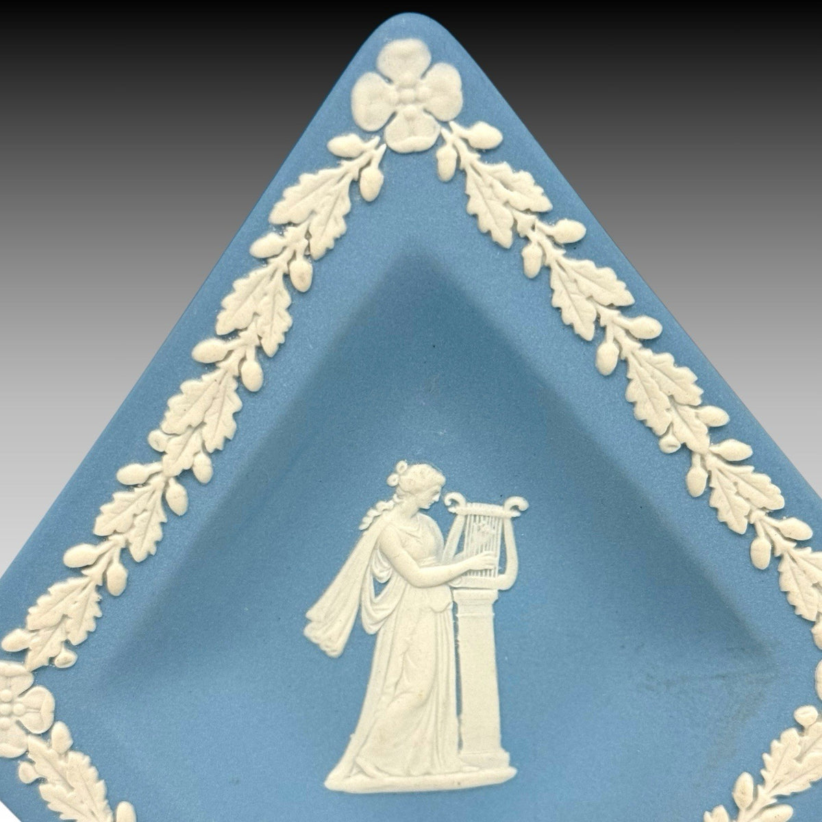 Wedgwood Blue Jasperware Diamond Trinket Dish Orpheus Lyre England Box Booklet