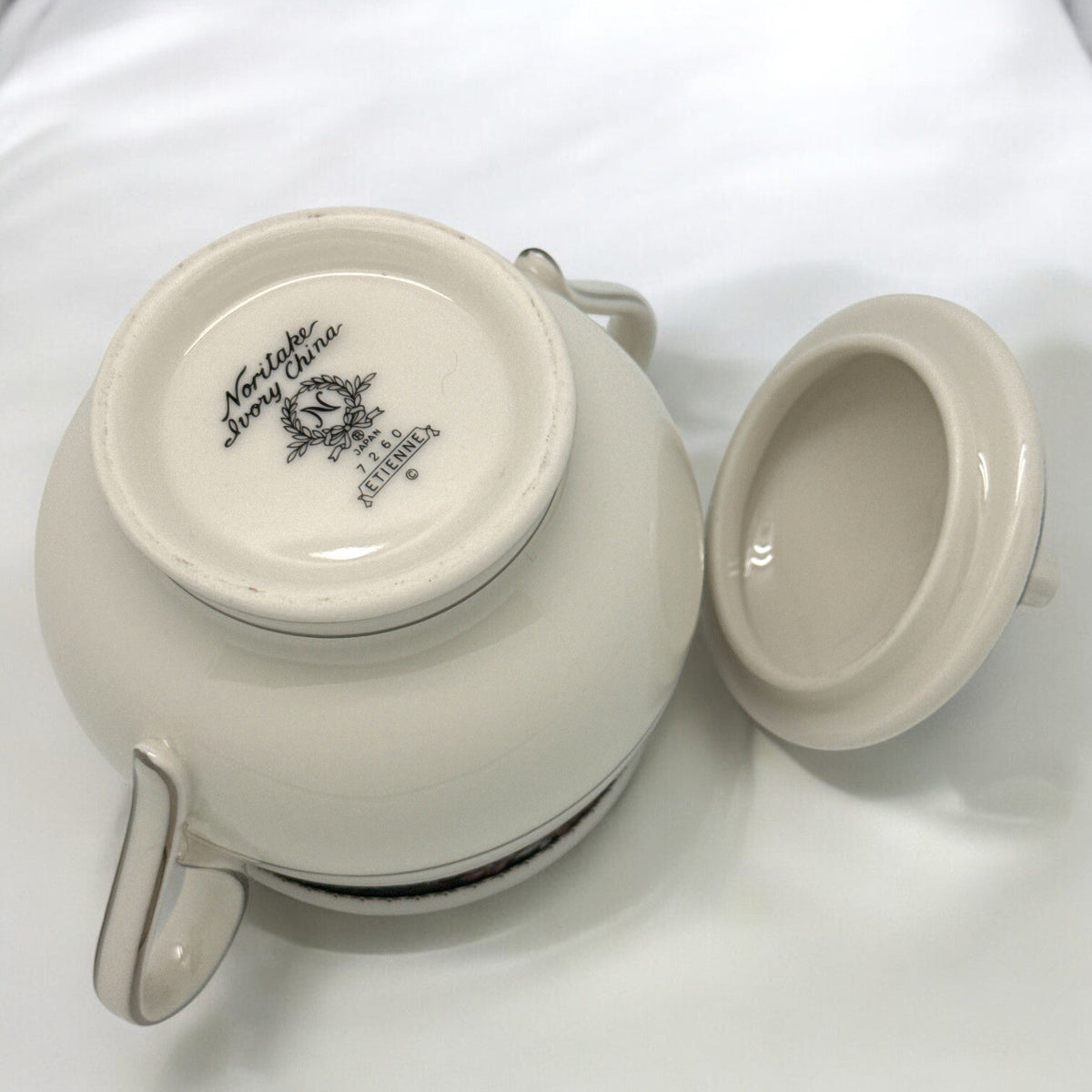 Vintage Noritake Ivory China ETIENNE COVERED SUGAR BOWL 5" Tall w/ Lid