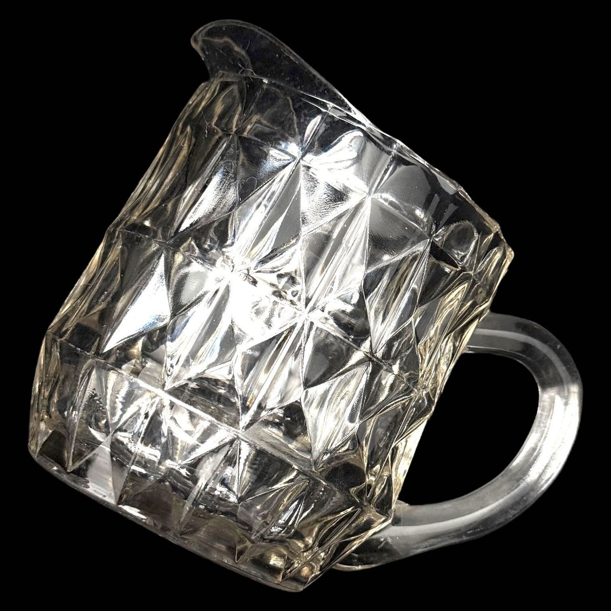 Vintage Jeannette WINDSOR CLEAR Depression Glass Pitcher 16 oz Diamond Pattern