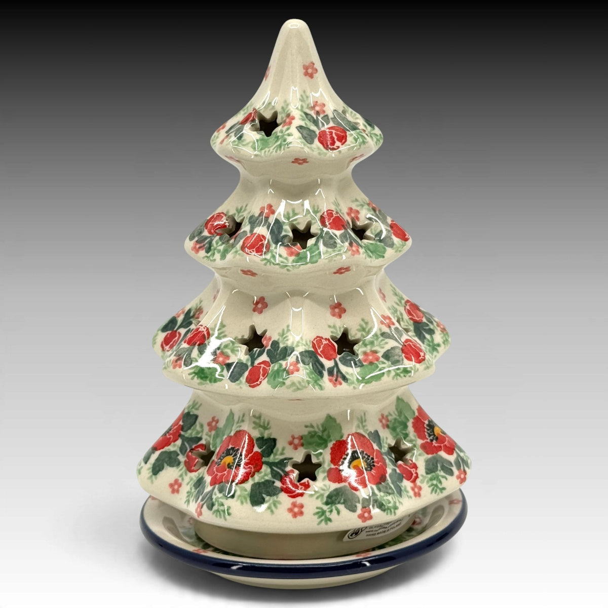 Red Hot Poppy Christmas tree luminary view 1