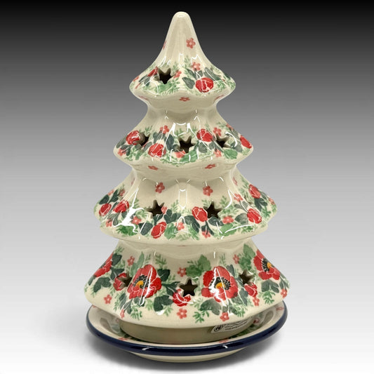Red Hot Poppy Christmas tree luminary view 1