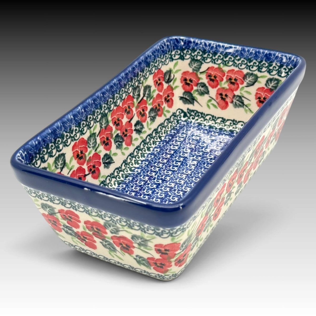 Red Pansy Ceramika Artystyczna loaf pan view 1