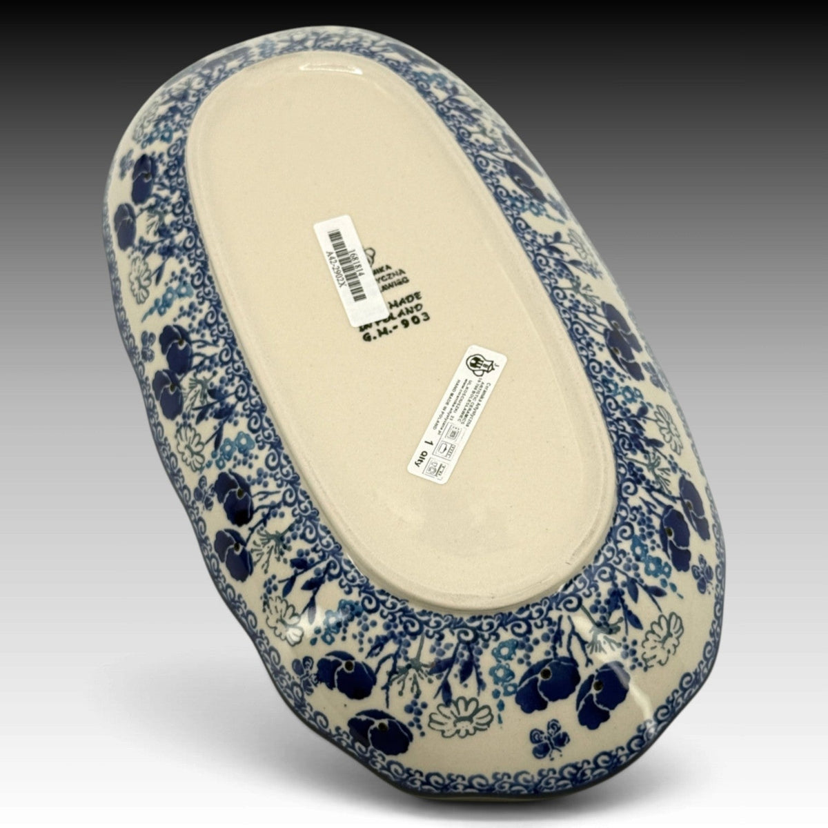 Evening Poppy scalloped oval tray view 4