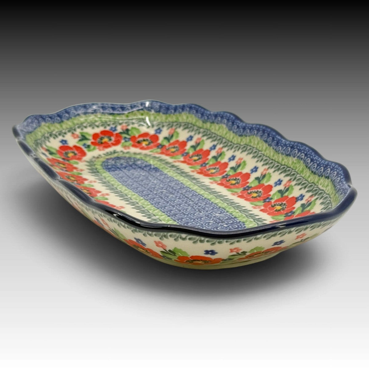 Danish Garden scalloped oval tray view 1