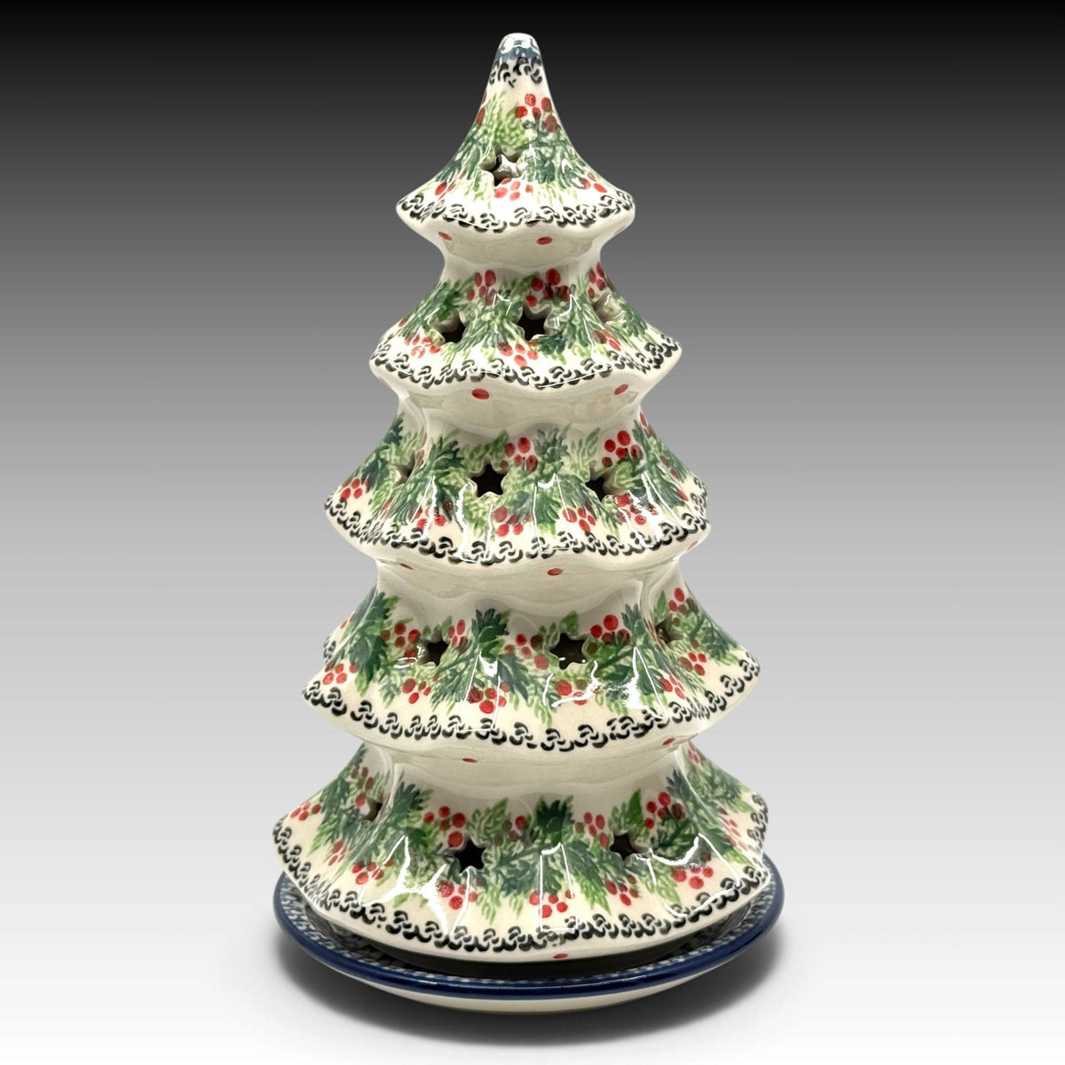 Holly Berry Christmas tree luminary view 1
