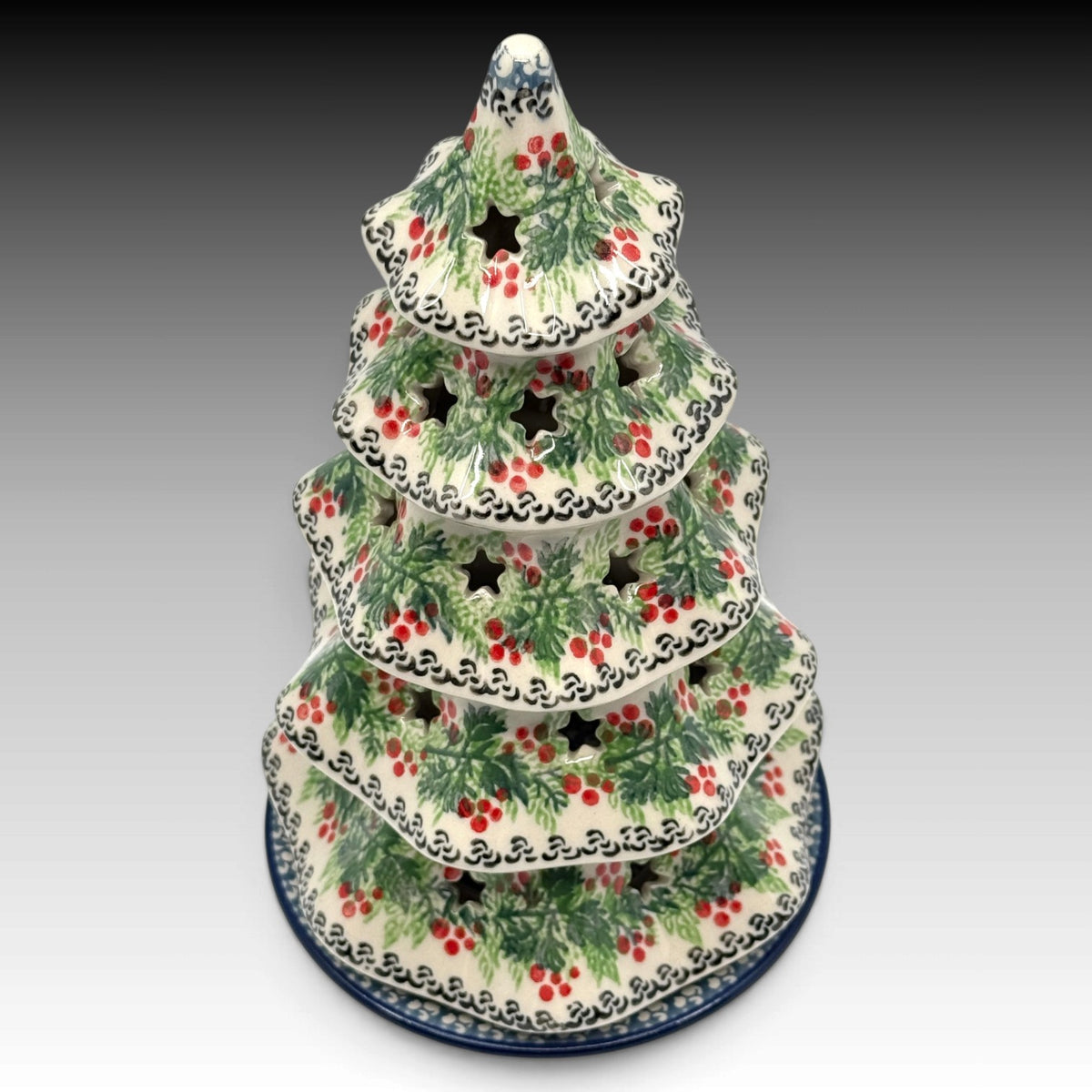 Holly Berry Christmas tree luminary view 2
