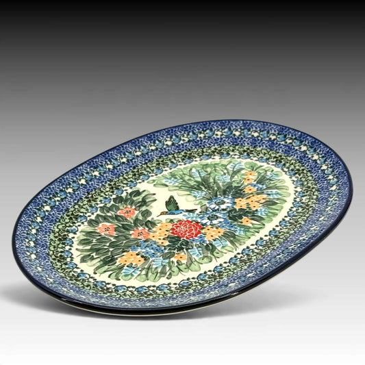 Hummingbird Meadow oval platter 1