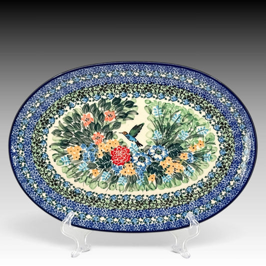 Hummingbird Meadow oval platter 2