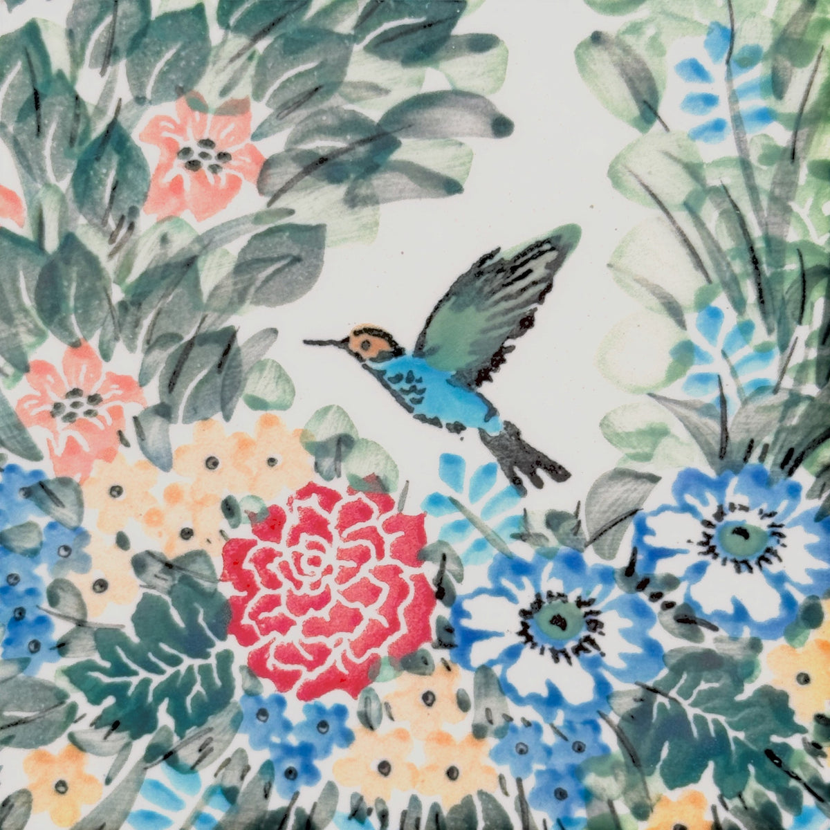 Hummingbird Meadow oval platter 4