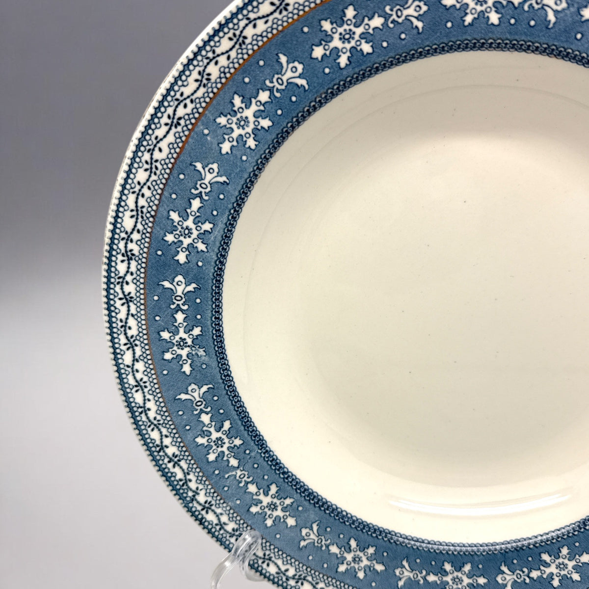 3 Vtg CT Maling & Sons Cetem Ware MALTESE Blue Transfer Floral Rim SOUP BOWLS