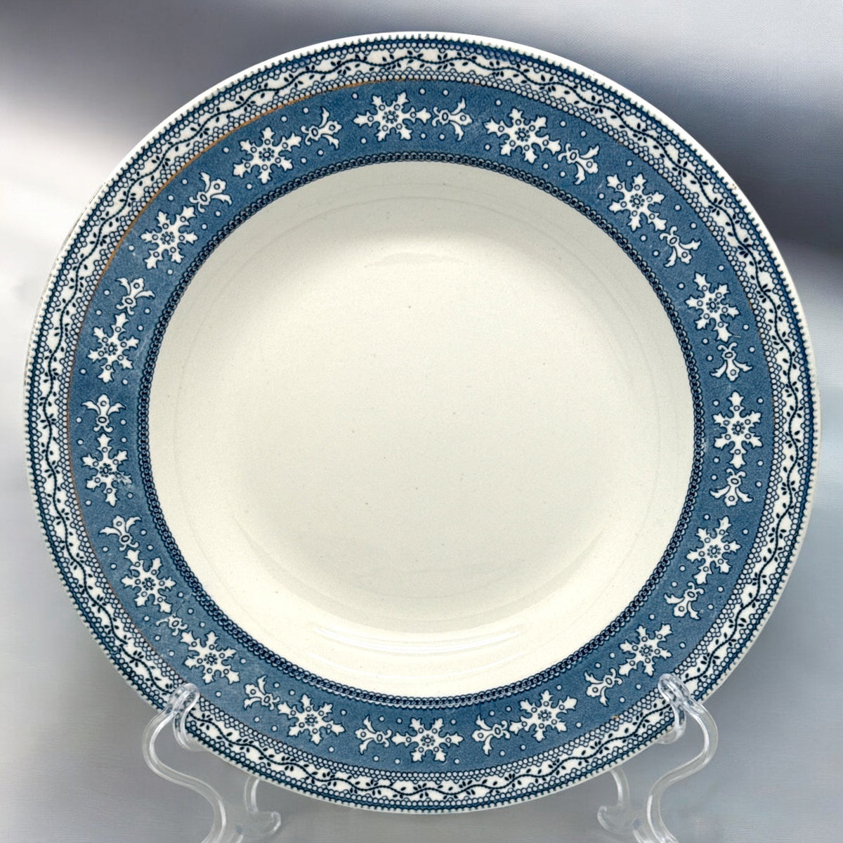 3 Vtg CT Maling & Sons Cetem Ware MALTESE Blue Transfer Floral Rim SOUP BOWLS