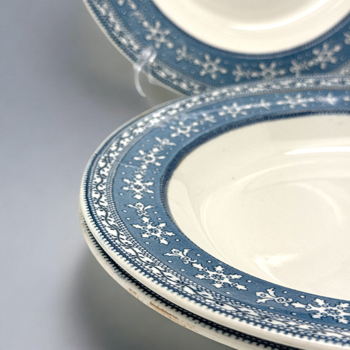 3 Vtg CT Maling & Sons Cetem Ware MALTESE Blue Transfer Floral Rim SOUP BOWLS