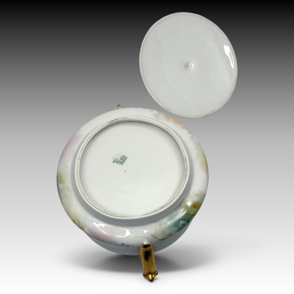 T&V Limoges biscuit jar base and underside of lid