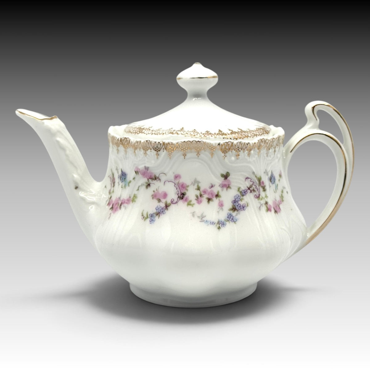 Antique Z.S. & Co. Bavaria signed floral porcelain teapot creamer and sugar set