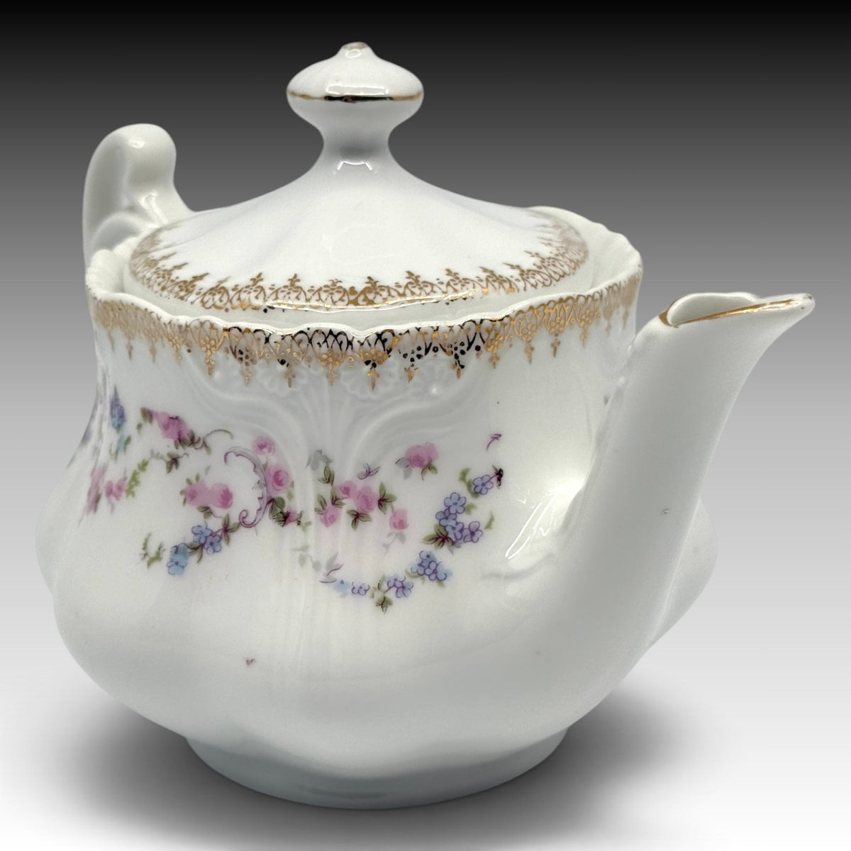 Antique Z.S. & Co. Bavaria signed floral porcelain teapot creamer and sugar set
