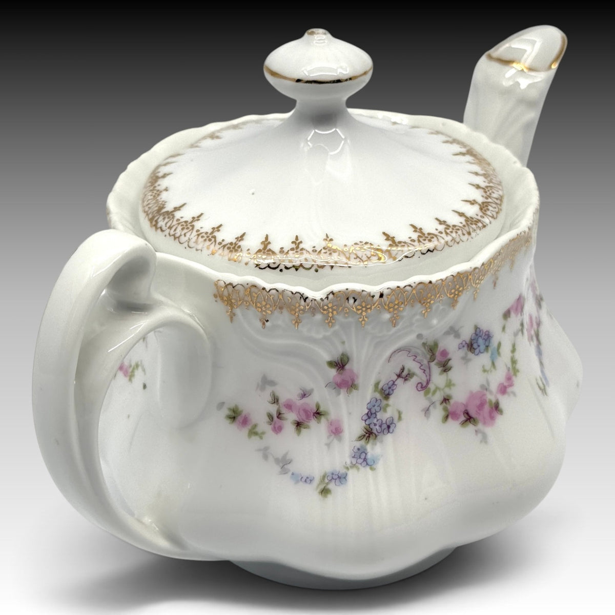 Antique Z.S. & Co. Bavaria signed floral porcelain teapot creamer and sugar set