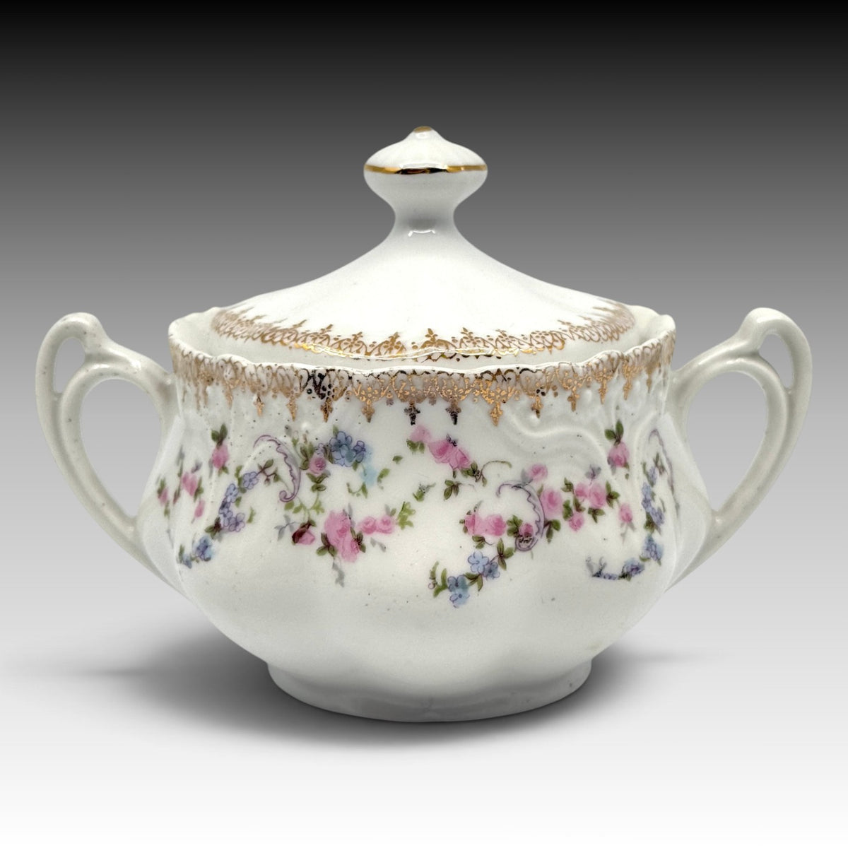 Antique Z.S. & Co. Bavaria signed floral porcelain teapot creamer and sugar set