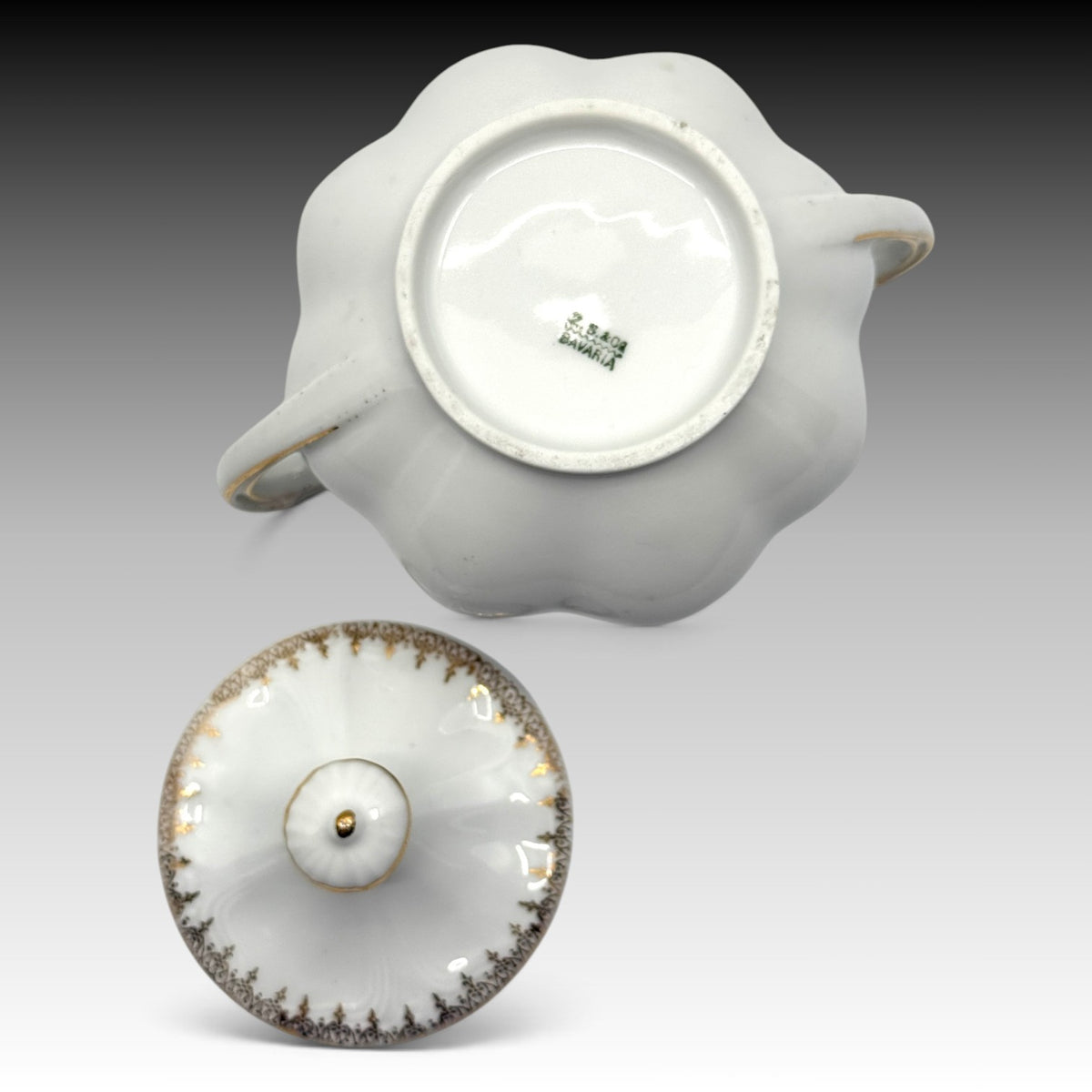Antique Z.S. & Co. Bavaria signed floral porcelain teapot creamer and sugar set