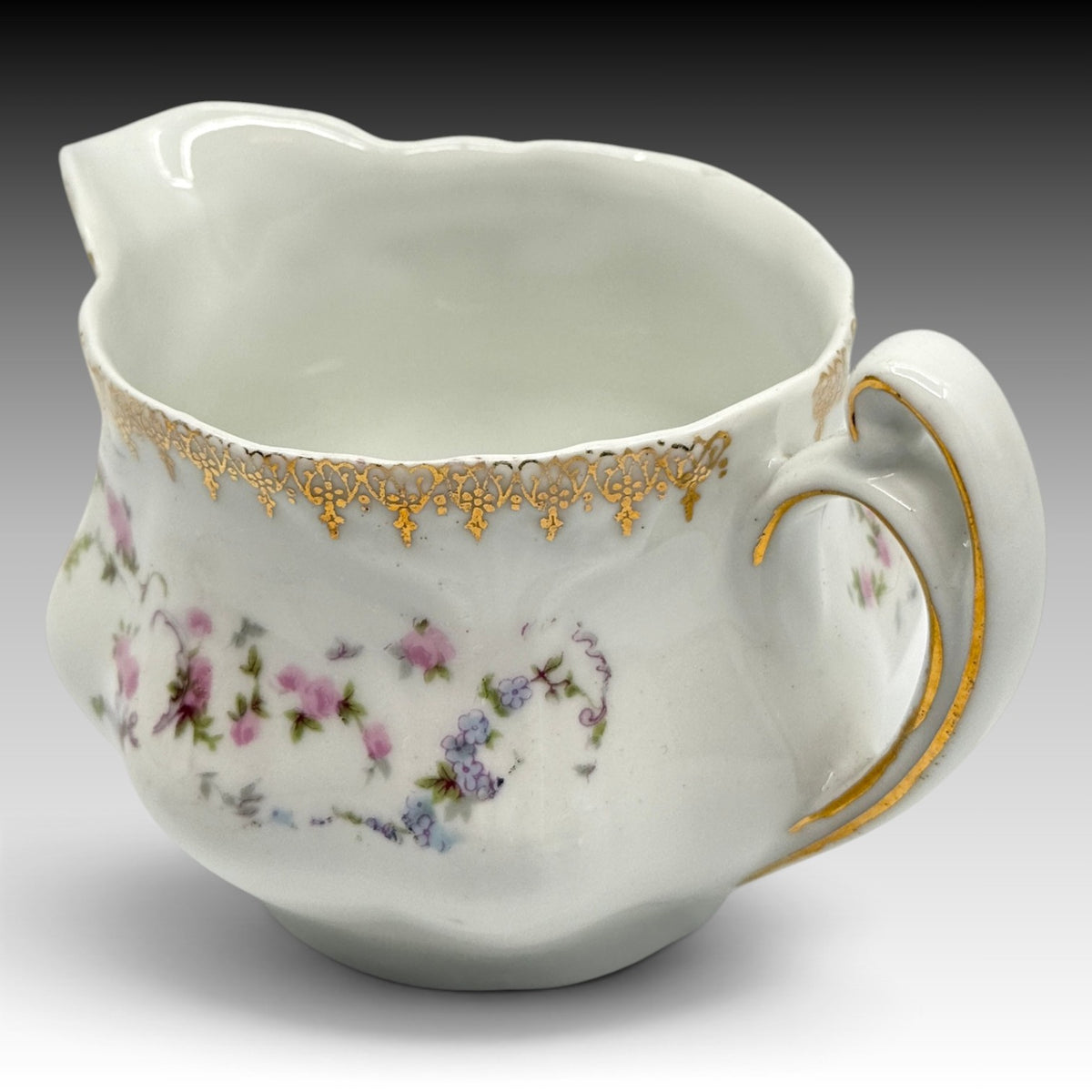 Antique Z.S. & Co. Bavaria signed floral porcelain teapot creamer and sugar set